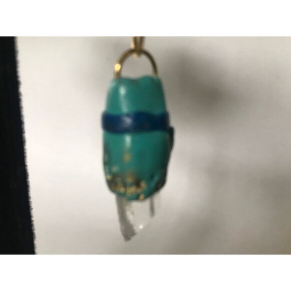 Vtg 1980's Handmade Resin Half Moon Dangle Drop Earrings Amber Cabochon Clip On - Picture 7 of 10